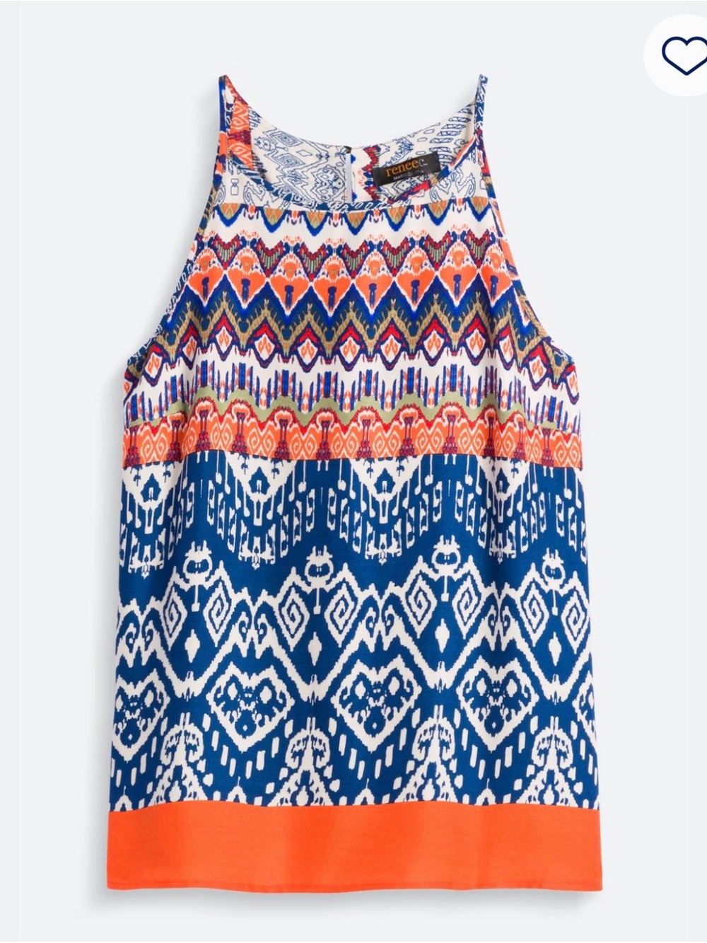 Renee C. Navy, Orange & White Printed Spaghetti Strap Camisole